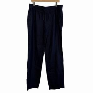 TALBOTS Women's Linen Navy Blue Pants Elastic Waist Size X/12-14 Preppy Resort